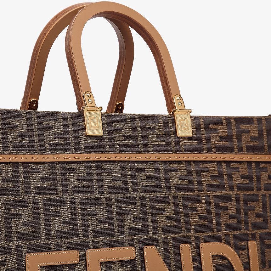 Fendi Women FF Jacquard Fabric Shopper R06TFR532 Accessories Brown