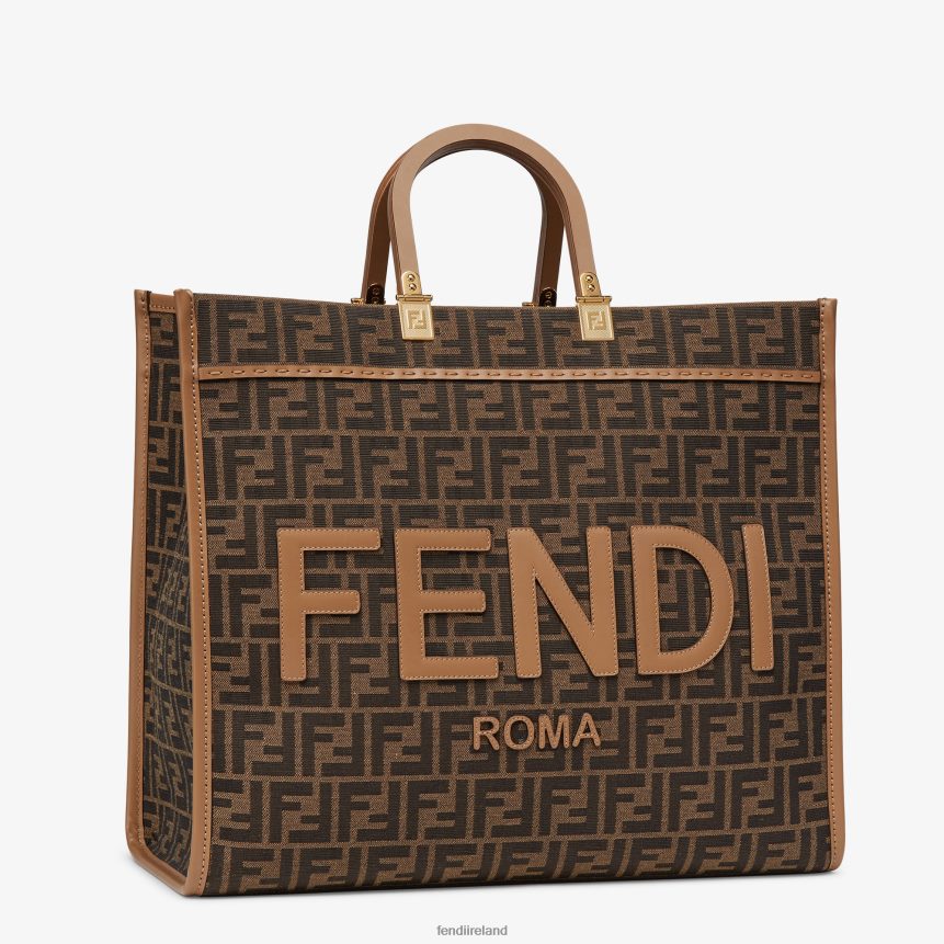 Fendi Women FF Jacquard Fabric Shopper R06TFR533 Accessories Brown