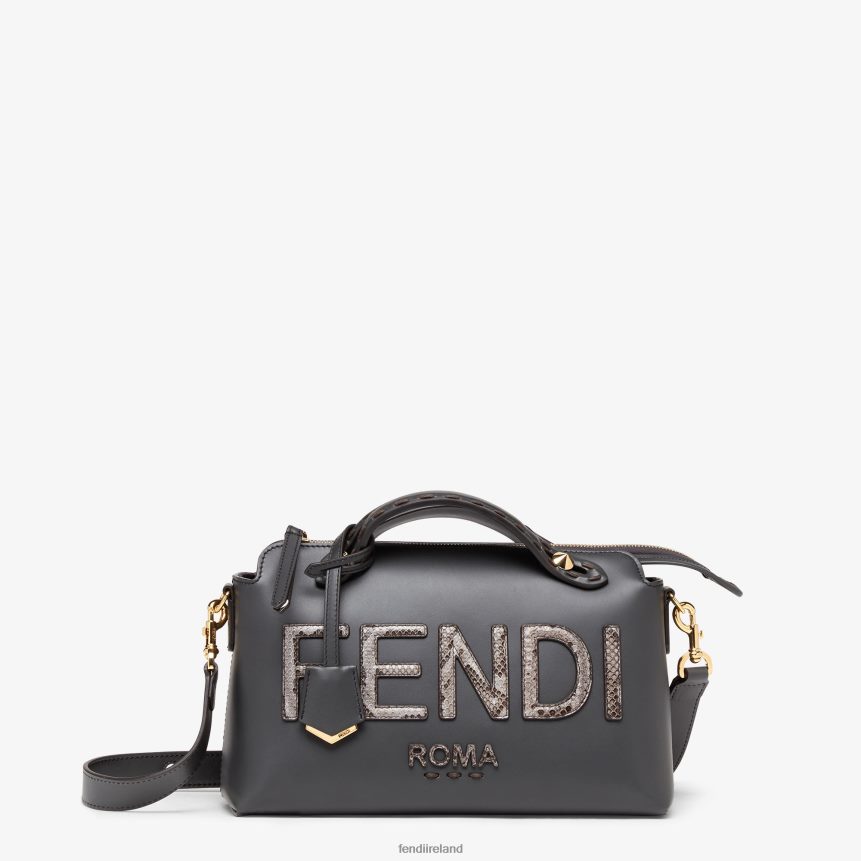 Fendi Women Leather And Elaphe Boston Bag R06TFR844 Accessories Gray