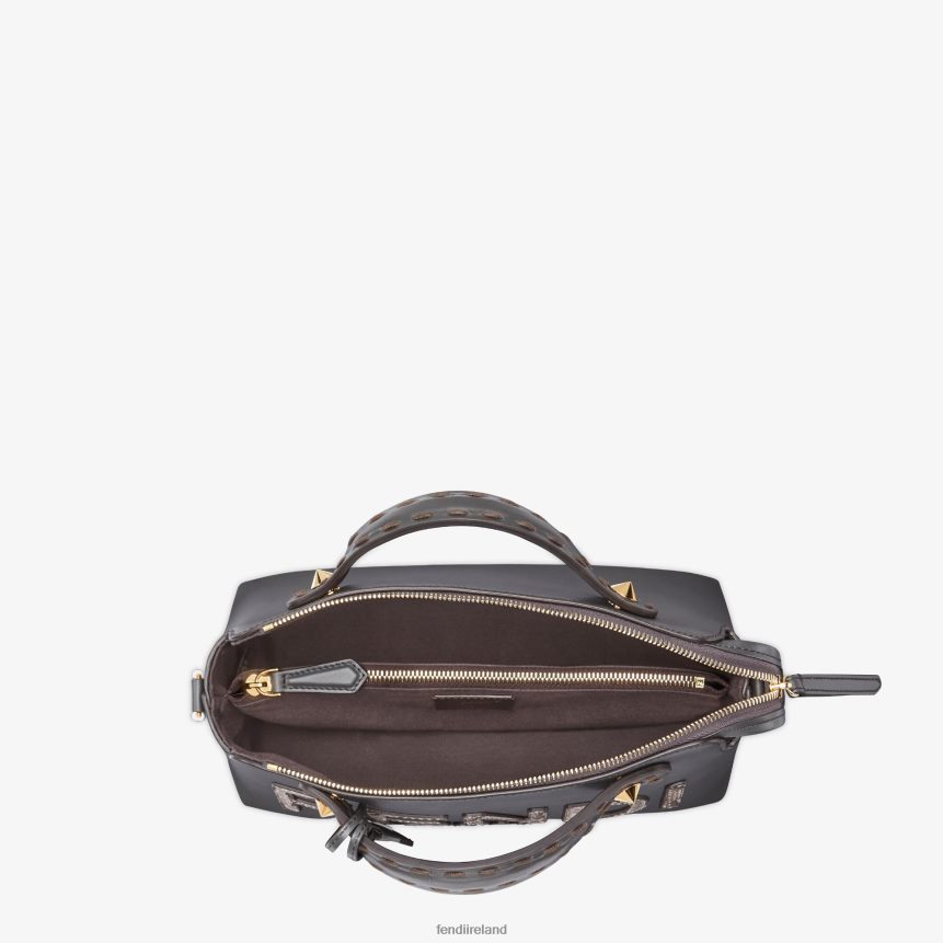 Fendi Women Leather And Elaphe Boston Bag R06TFR844 Accessories Gray