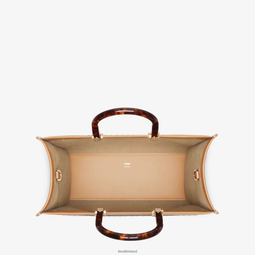 Fendi Women Leather And Elaphe Shopper Bag R06TFR879 Accessories Brown