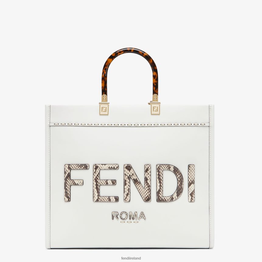 Fendi Women Leather And Elaphe Shopper R06TFR822 Accessories White