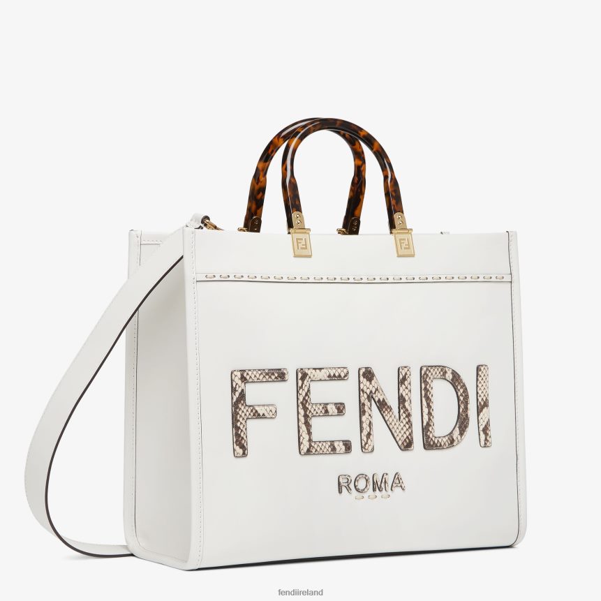 Fendi Women Leather And Elaphe Shopper R06TFR822 Accessories White