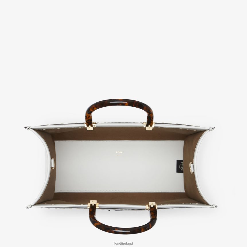 Fendi Women Leather And Elaphe Shopper R06TFR822 Accessories White