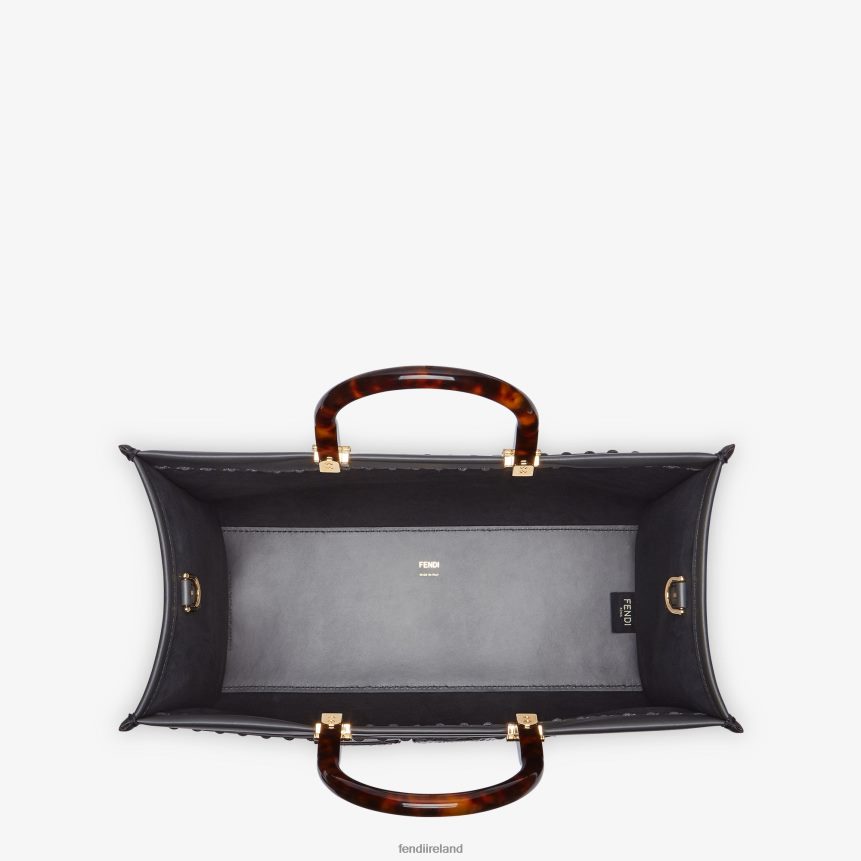 Fendi Women Leather And Elaphe Shopper R06TFR833 Accessories Gray