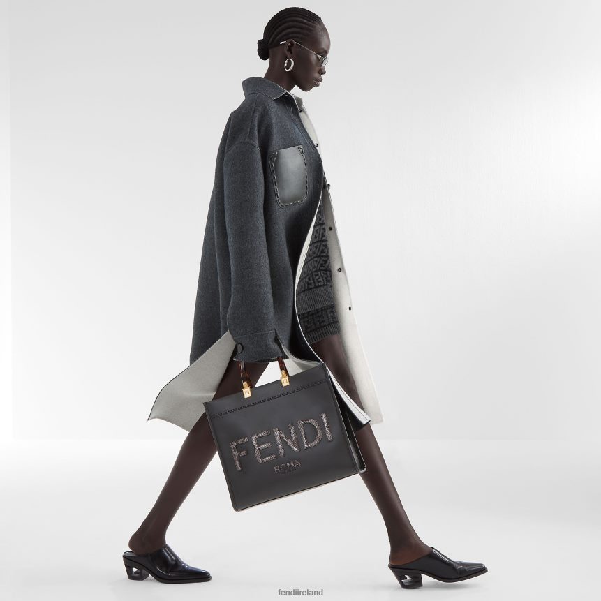 Fendi Women Leather And Elaphe Shopper R06TFR833 Accessories Gray