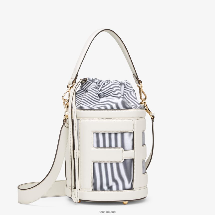 Fendi Women Leather And Striped Fabric Bag R06TFR615 Accessories White