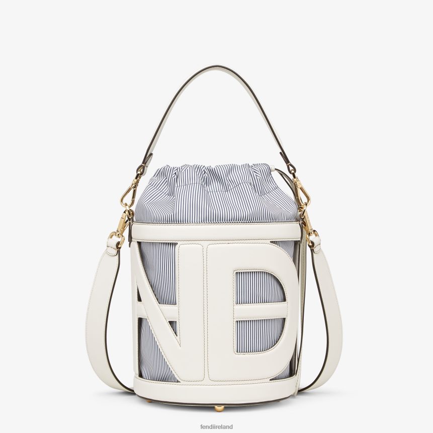 Fendi Women Leather And Striped Fabric Bag R06TFR615 Accessories White