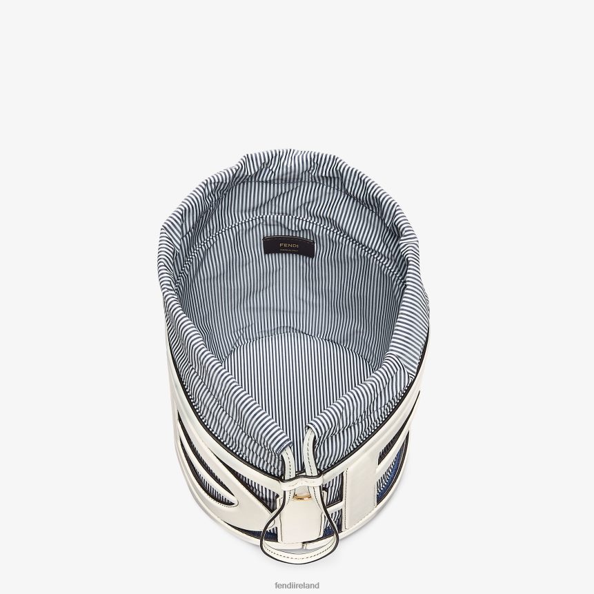 Fendi Women Leather And Striped Fabric Bag R06TFR615 Accessories White