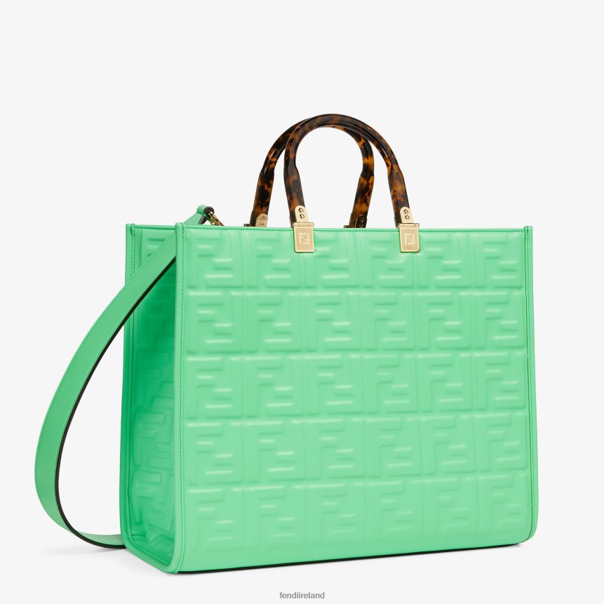 Fendi Women Leather Shopper With FF Motif R06TFR728 Accessories Green
