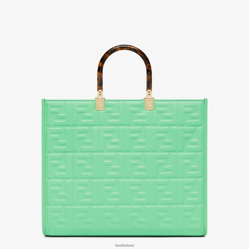 Fendi Women Leather Shopper With FF Motif R06TFR728 Accessories Green