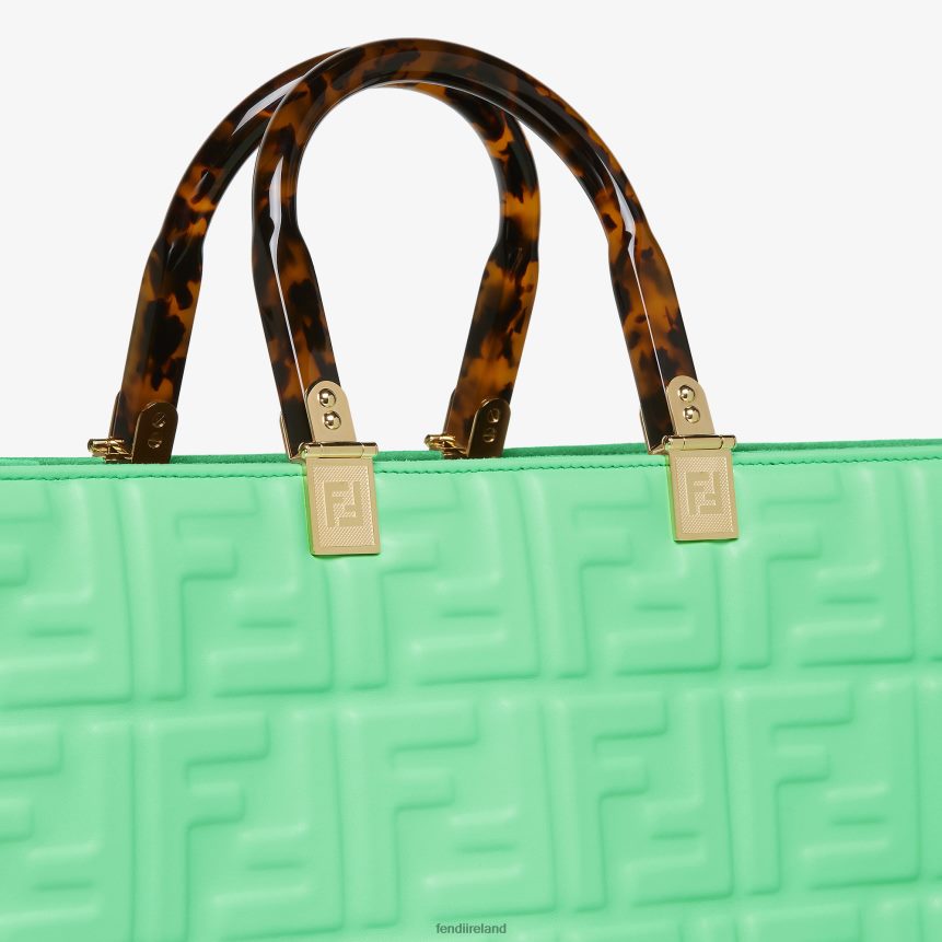 Fendi Women Leather Shopper With FF Motif R06TFR728 Accessories Green