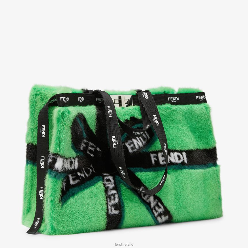 Fendi Women Mink Shopper With Ribbon Inlay R06TFR760 Accessories Green