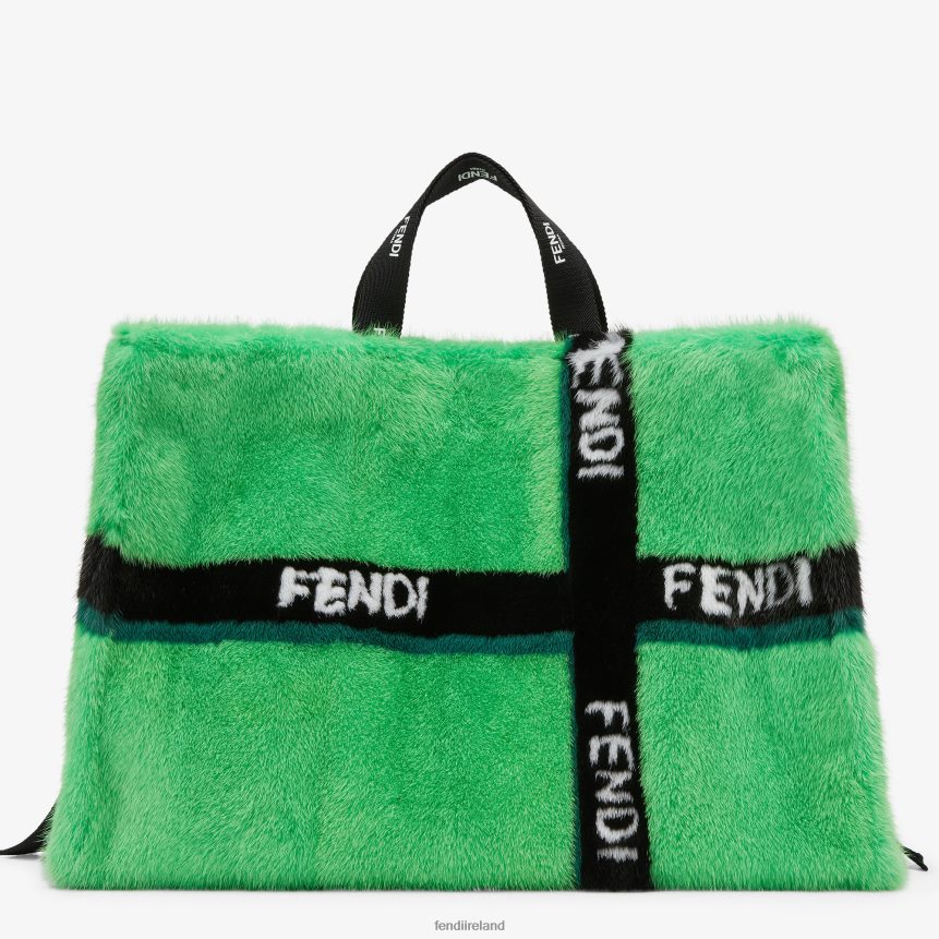 Fendi Women Mink Shopper With Ribbon Inlay R06TFR760 Accessories Green
