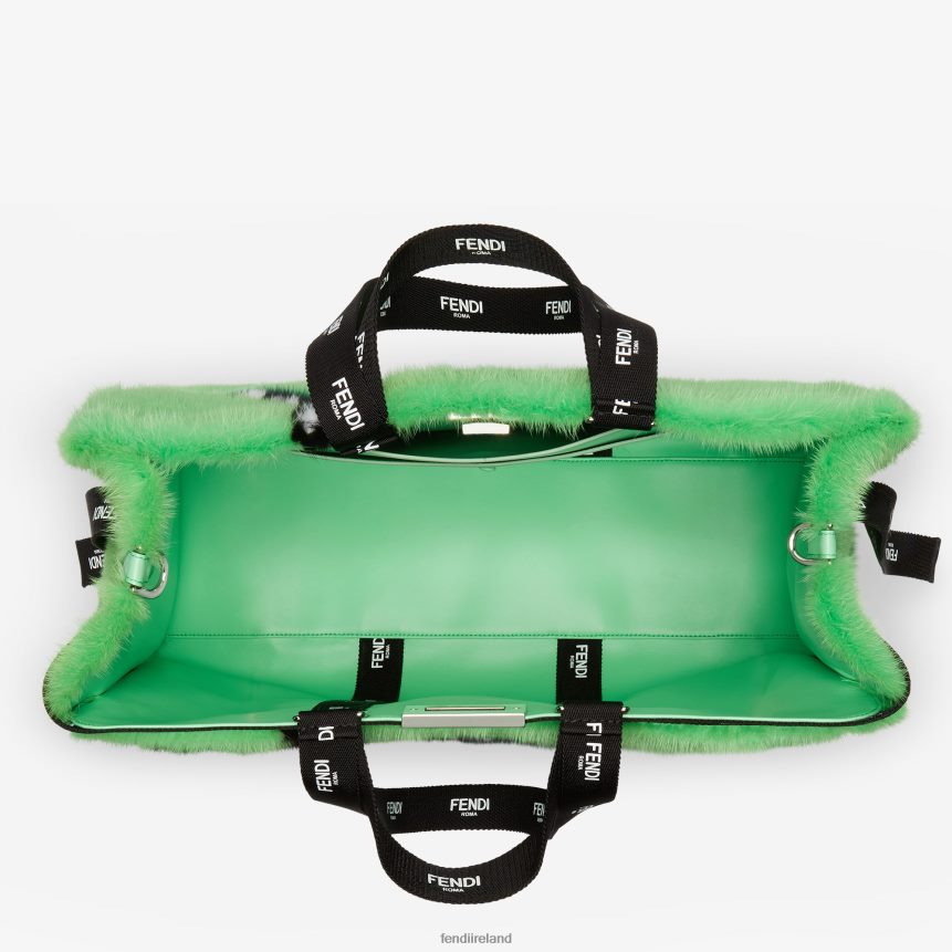 Fendi Women Mink Shopper With Ribbon Inlay R06TFR760 Accessories Green