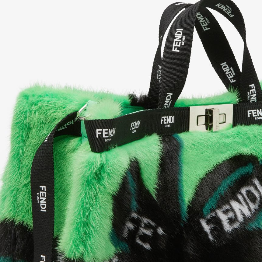 Fendi Women Mink Shopper With Ribbon Inlay R06TFR760 Accessories Green
