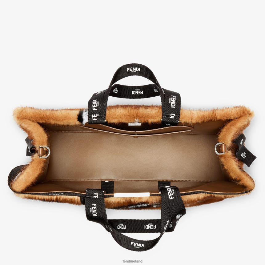 Fendi Women Mink Shopper With Ribbon Inlay R06TFR761 Accessories Brown