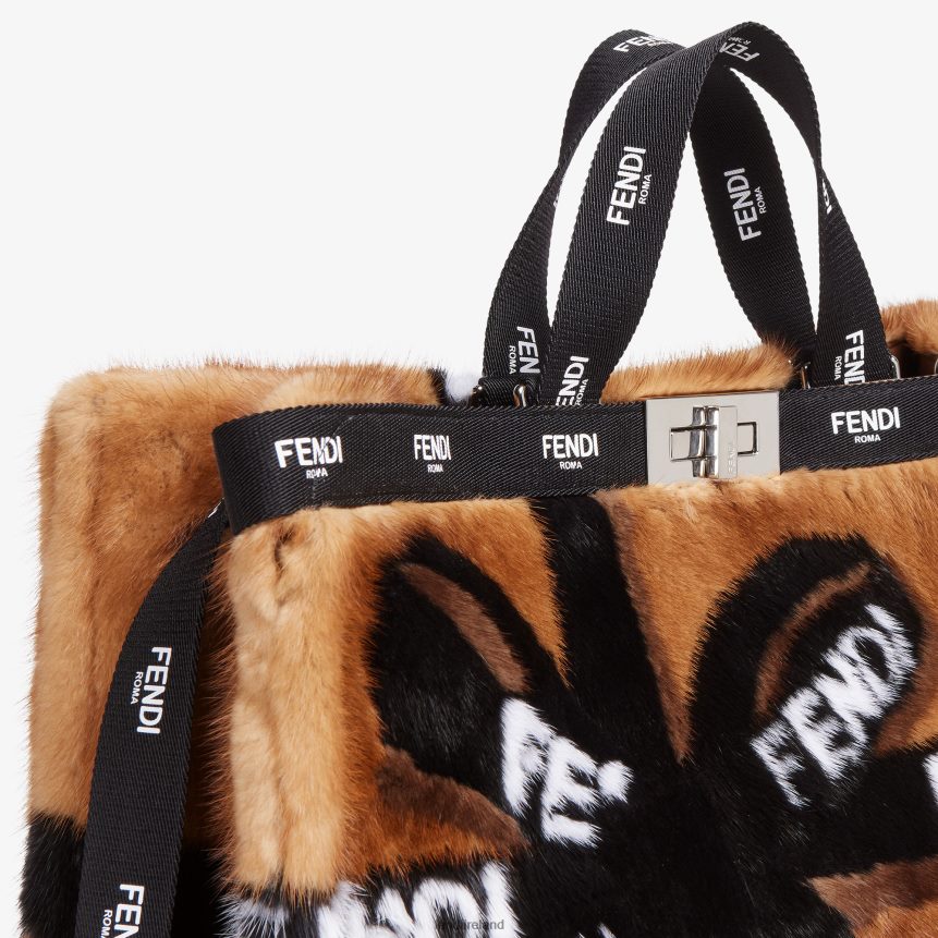 Fendi Women Mink Shopper With Ribbon Inlay R06TFR761 Accessories Brown