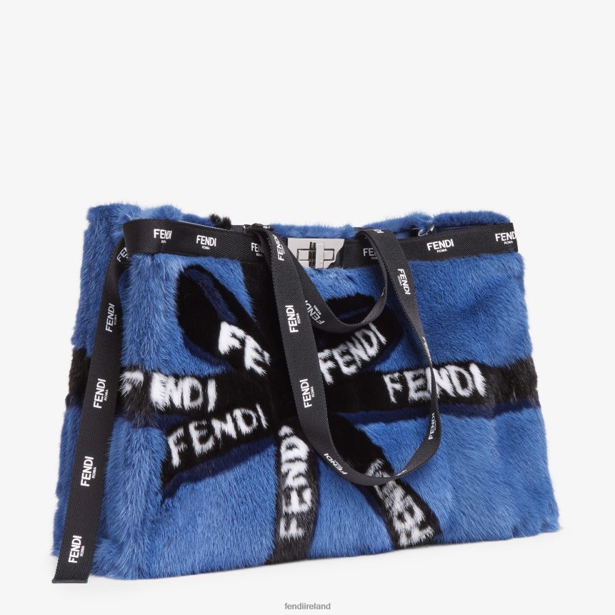 Fendi Women Mink Shopper With Ribbon Inlay R06TFR774 Accessories Blue