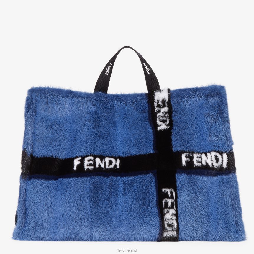 Fendi Women Mink Shopper With Ribbon Inlay R06TFR774 Accessories Blue