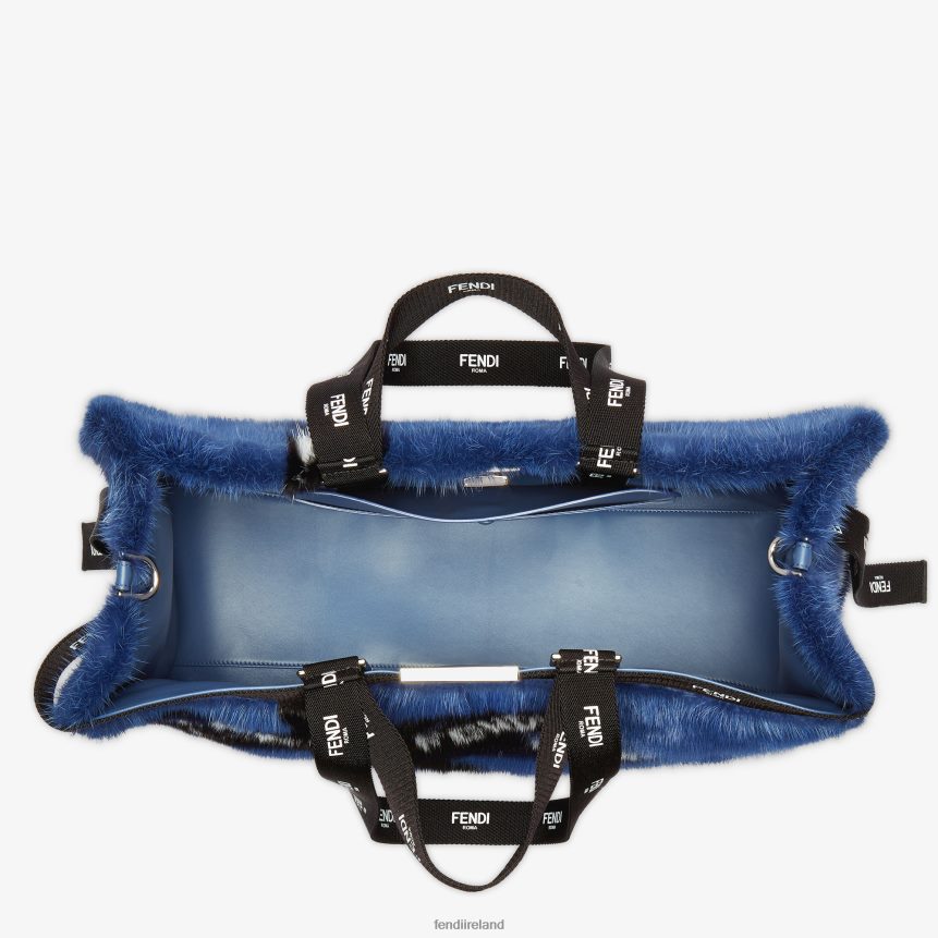 Fendi Women Mink Shopper With Ribbon Inlay R06TFR774 Accessories Blue