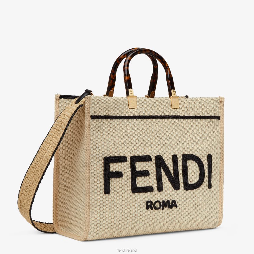 Fendi Women Natural Straw Shopper R06TFR896 Accessories Black