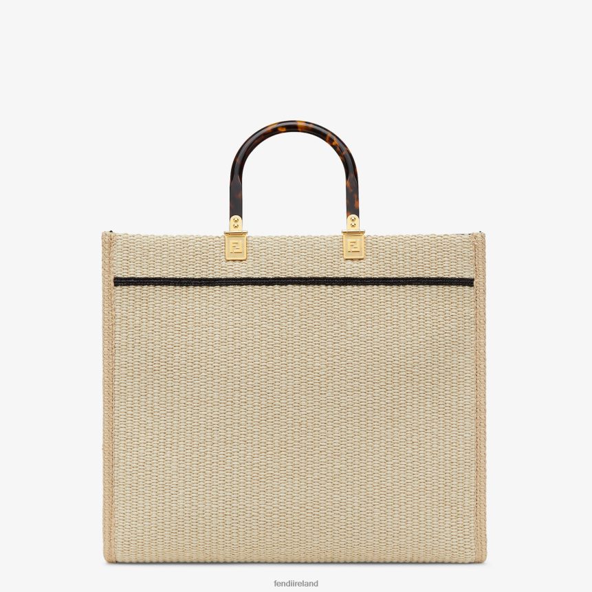 Fendi Women Natural Straw Shopper R06TFR896 Accessories Black