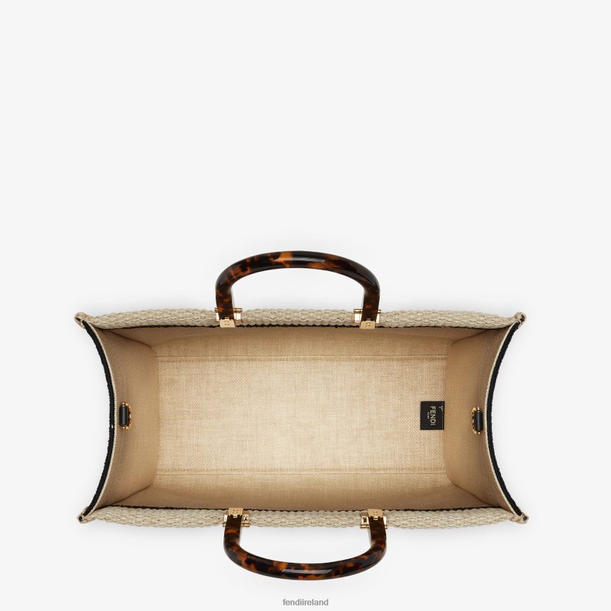 Fendi Women Natural Straw Shopper R06TFR896 Accessories Black