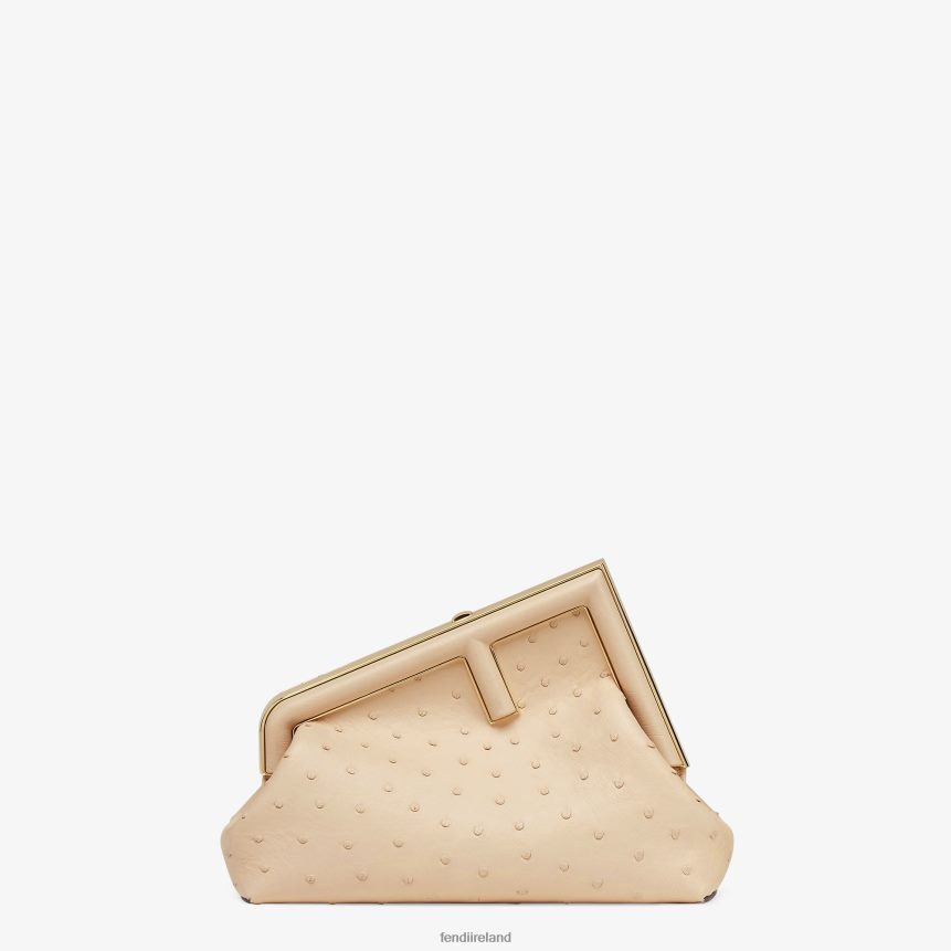 Fendi Women Ostrich Leather Bag R06TFR856 Accessories Beige