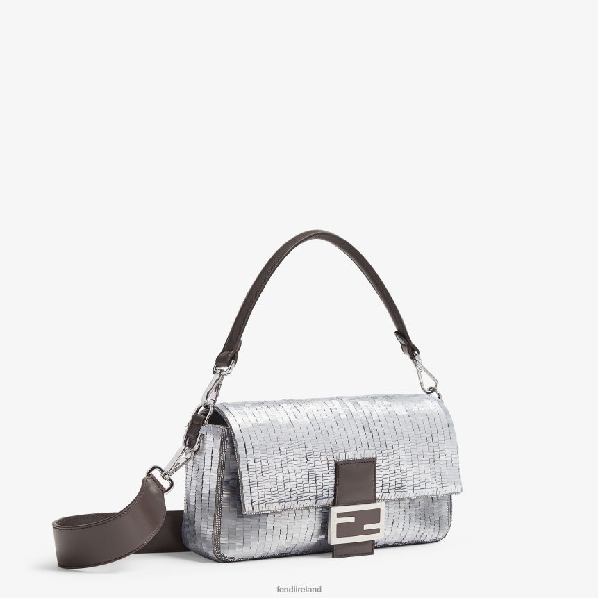 Fendi Women Re-Edition Bag In Aluminum-Tone Sequins R06TFR795 Accessories Silver