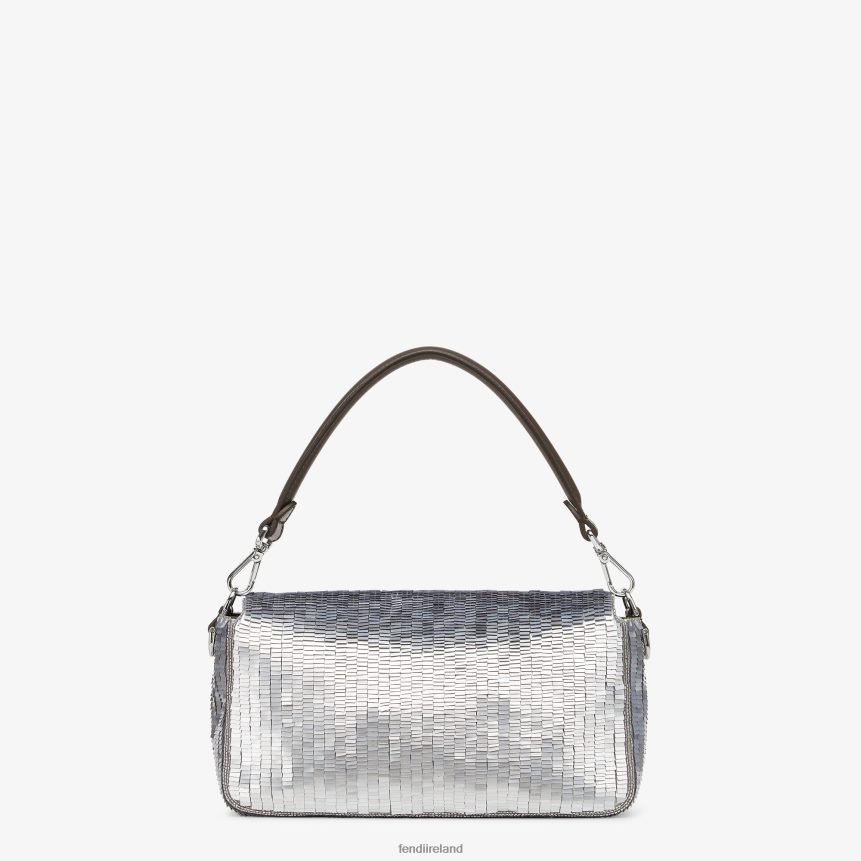 Fendi Women Re-Edition Bag In Aluminum-Tone Sequins R06TFR795 Accessories Silver