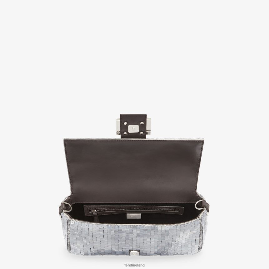 Fendi Women Re-Edition Bag In Aluminum-Tone Sequins R06TFR795 Accessories Silver