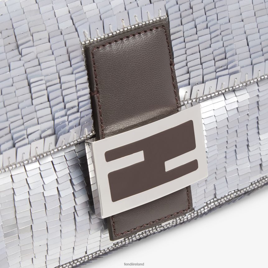 Fendi Women Re-Edition Bag In Aluminum-Tone Sequins R06TFR795 Accessories Silver