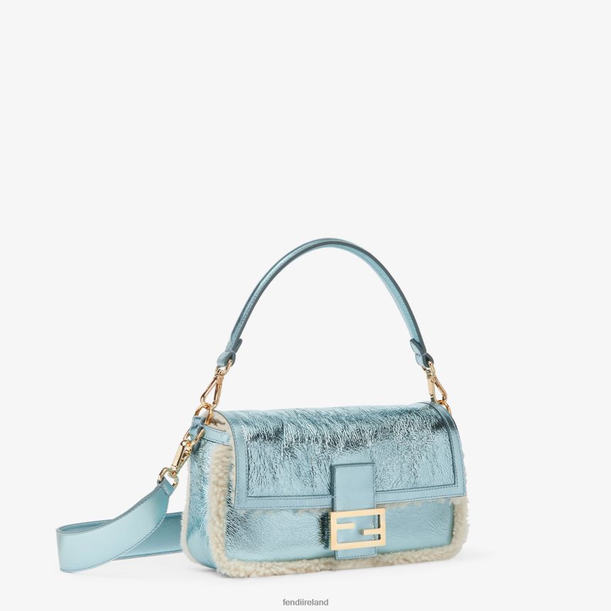 Fendi Women Re-Edition Bag In Lame Sheepskin R06TFR798 Accessories Light blue