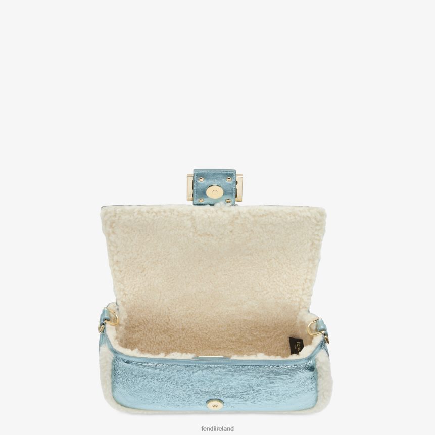 Fendi Women Re-Edition Bag In Lame Sheepskin R06TFR798 Accessories Light blue