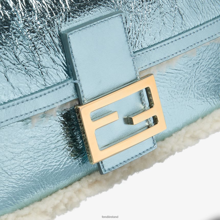 Fendi Women Re-Edition Bag In Lame Sheepskin R06TFR798 Accessories Light blue