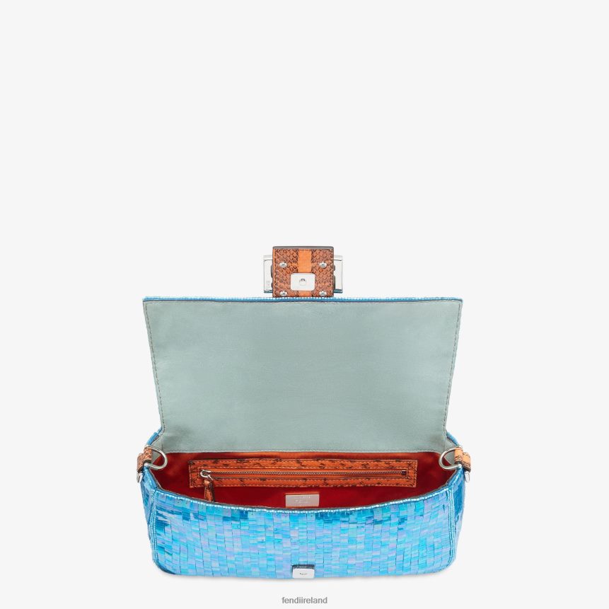 Fendi Women Re-Edition Bag In Sequins R06TFR803 Accessories Light blue