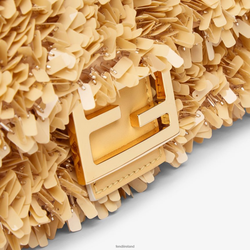 Fendi Women Sand-Leather And Sequin Bag R06TFR672 Accessories Beige