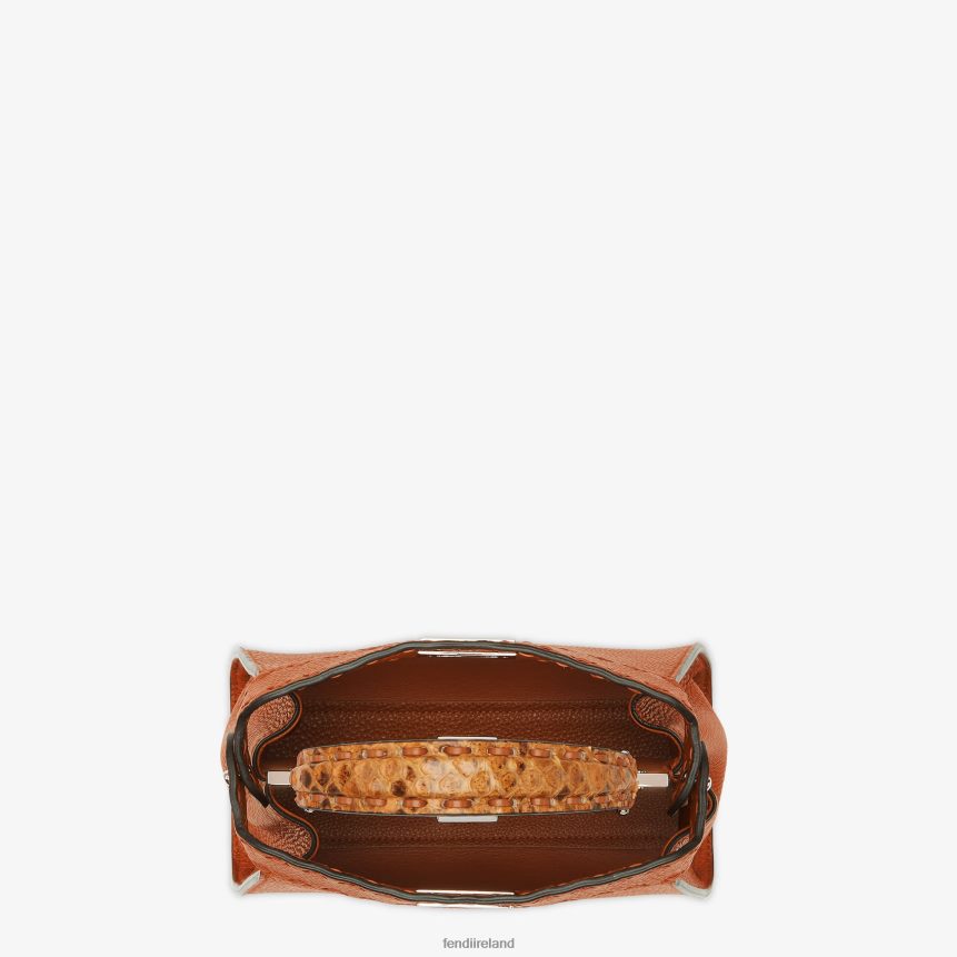 Fendi Women Selleria Bag With Oversized Topstitching And Exotic Details R06TFR613 Accessories Brown