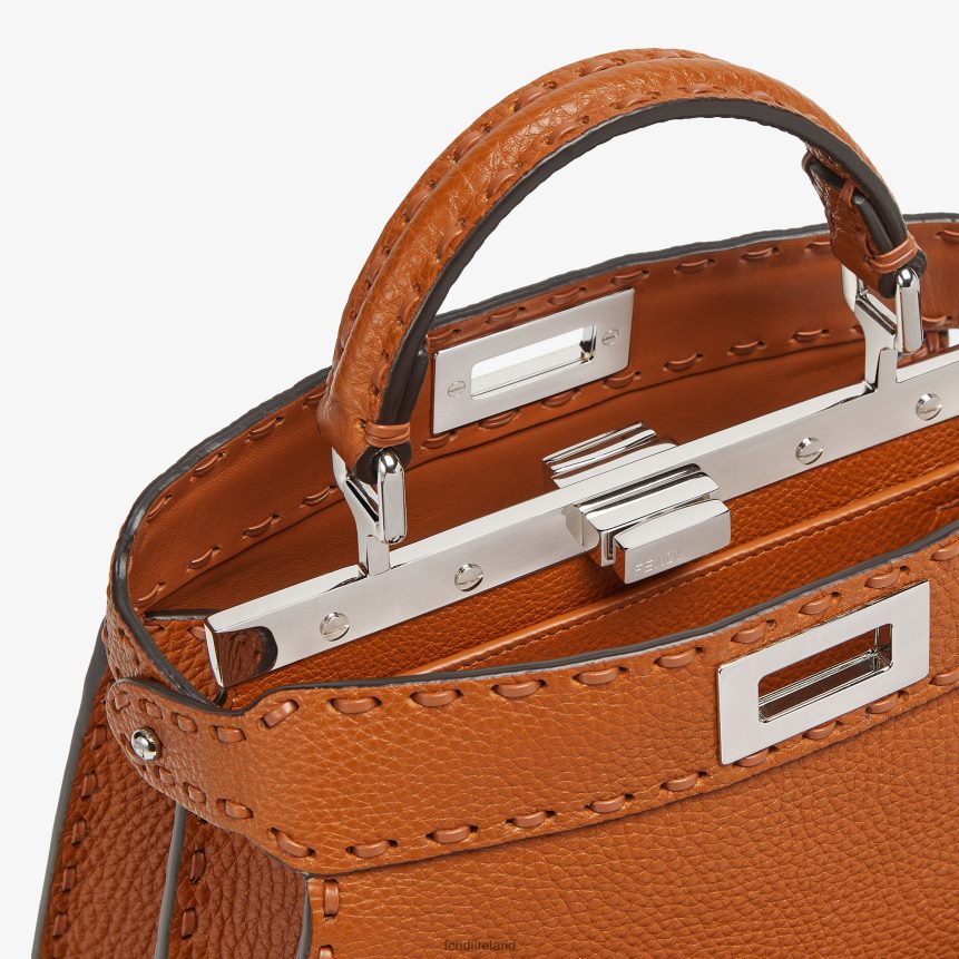 Fendi Women Selleria Bag With Oversized Topstitching R06TFR612 Accessories Brown