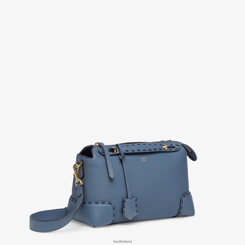Fendi Women Selleria Boston Bag With Oversize Topstitching R06TFR745 Accessories Blue