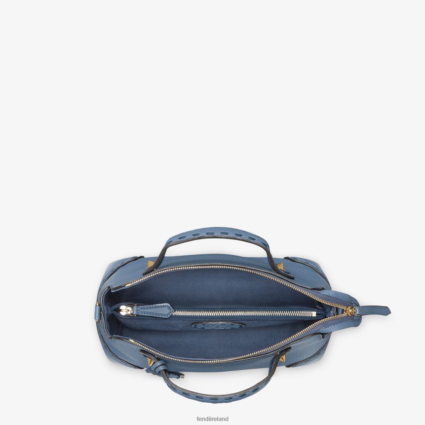 Fendi Women Selleria Boston Bag With Oversize Topstitching R06TFR745 Accessories Blue