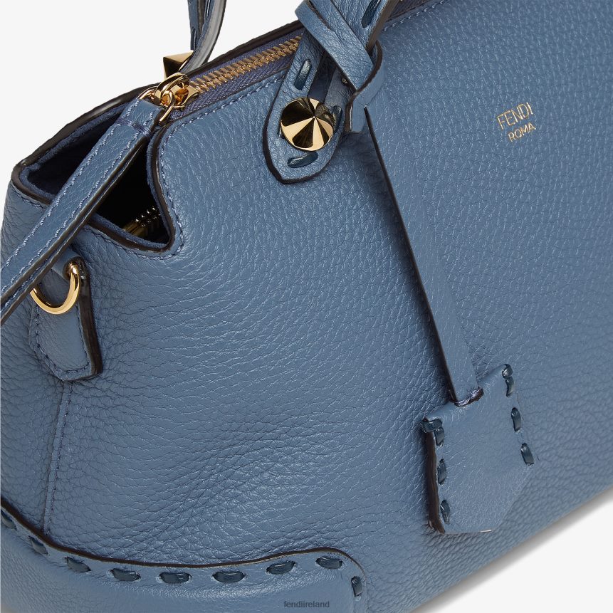 Fendi Women Selleria Boston Bag With Oversize Topstitching R06TFR745 Accessories Blue