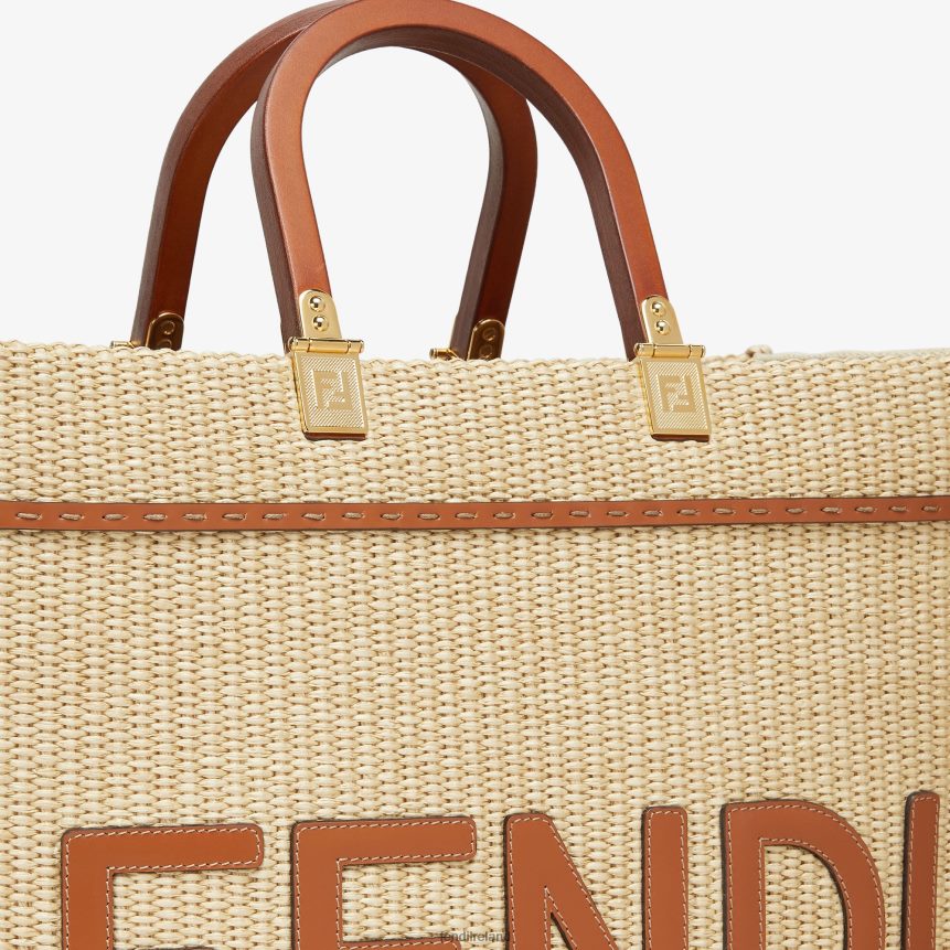 Fendi Women Shopper In Natural Straw R06TFR594 Accessories Beige