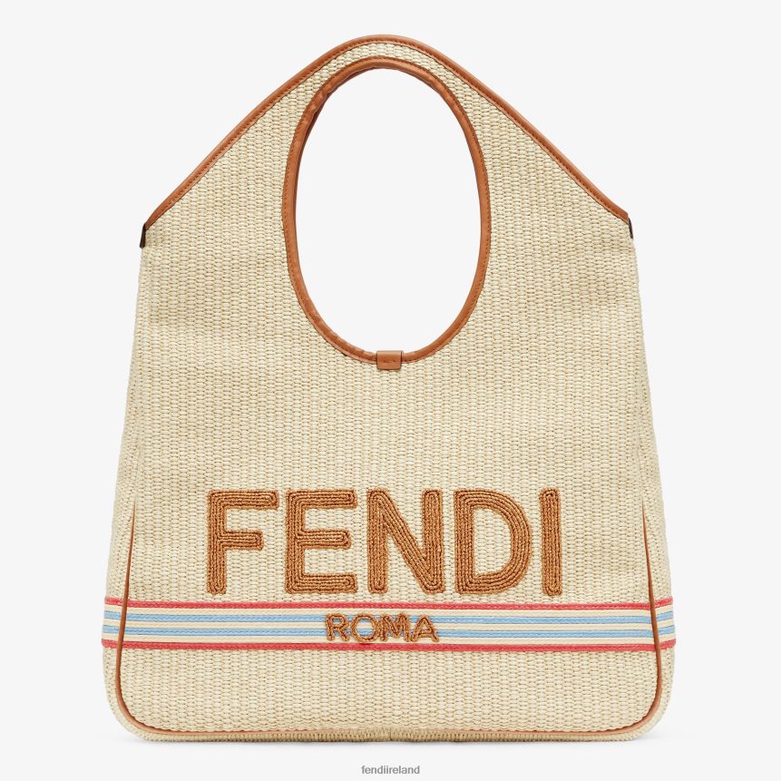 Fendi Women Shopper In Natural Straw R06TFR596 Accessories Beige