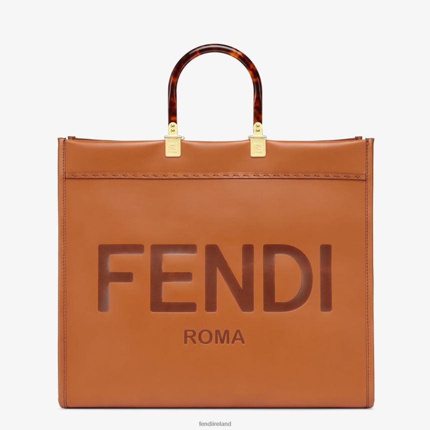 Fendi Women Sunshine Large Leather Shopper R06TFR524 Accessories Brown