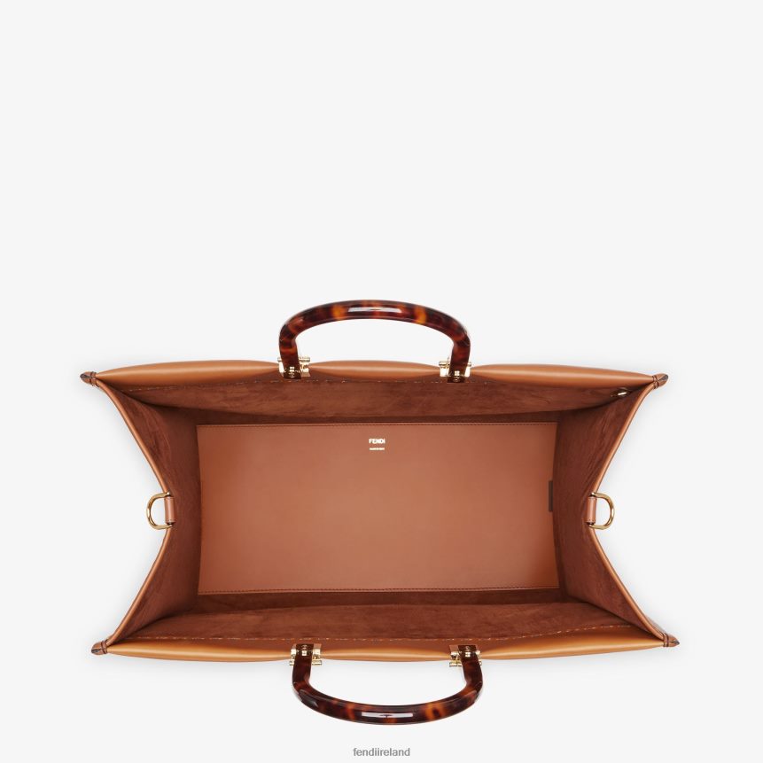 Fendi Women Sunshine Large Leather Shopper R06TFR524 Accessories Brown