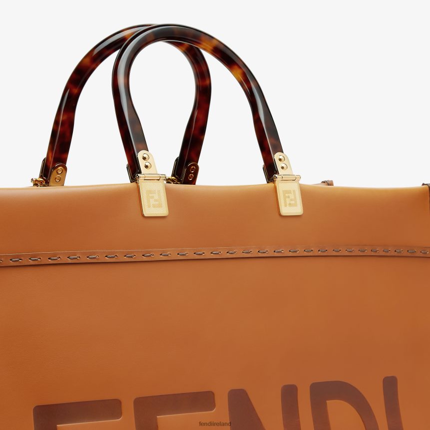 Fendi Women Sunshine Large Leather Shopper R06TFR524 Accessories Brown