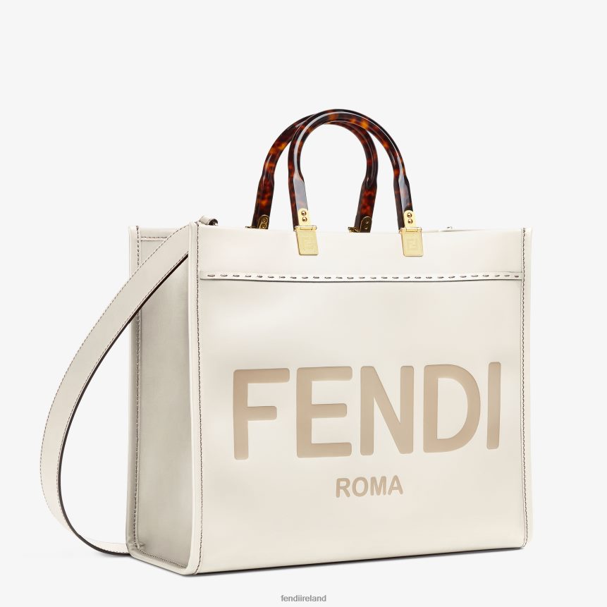 Fendi Women Sunshine Medium Leather Shopper R06TFR643 Accessories White