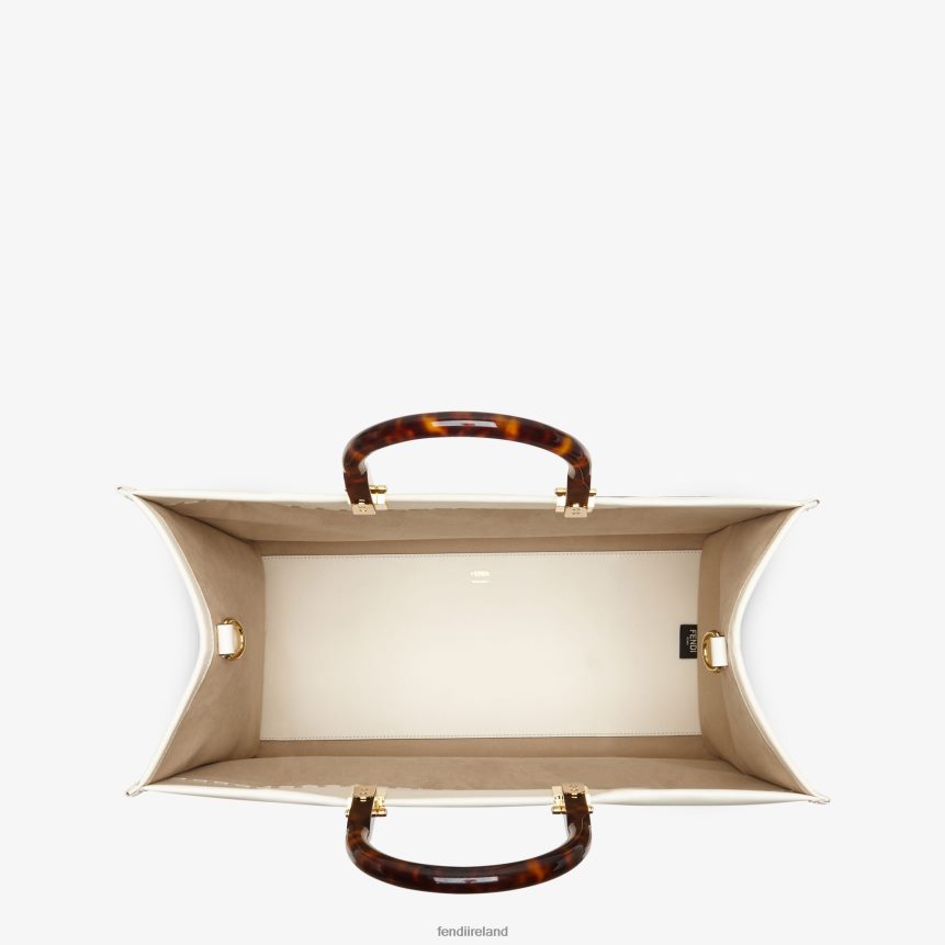 Fendi Women Sunshine Medium Leather Shopper R06TFR643 Accessories White